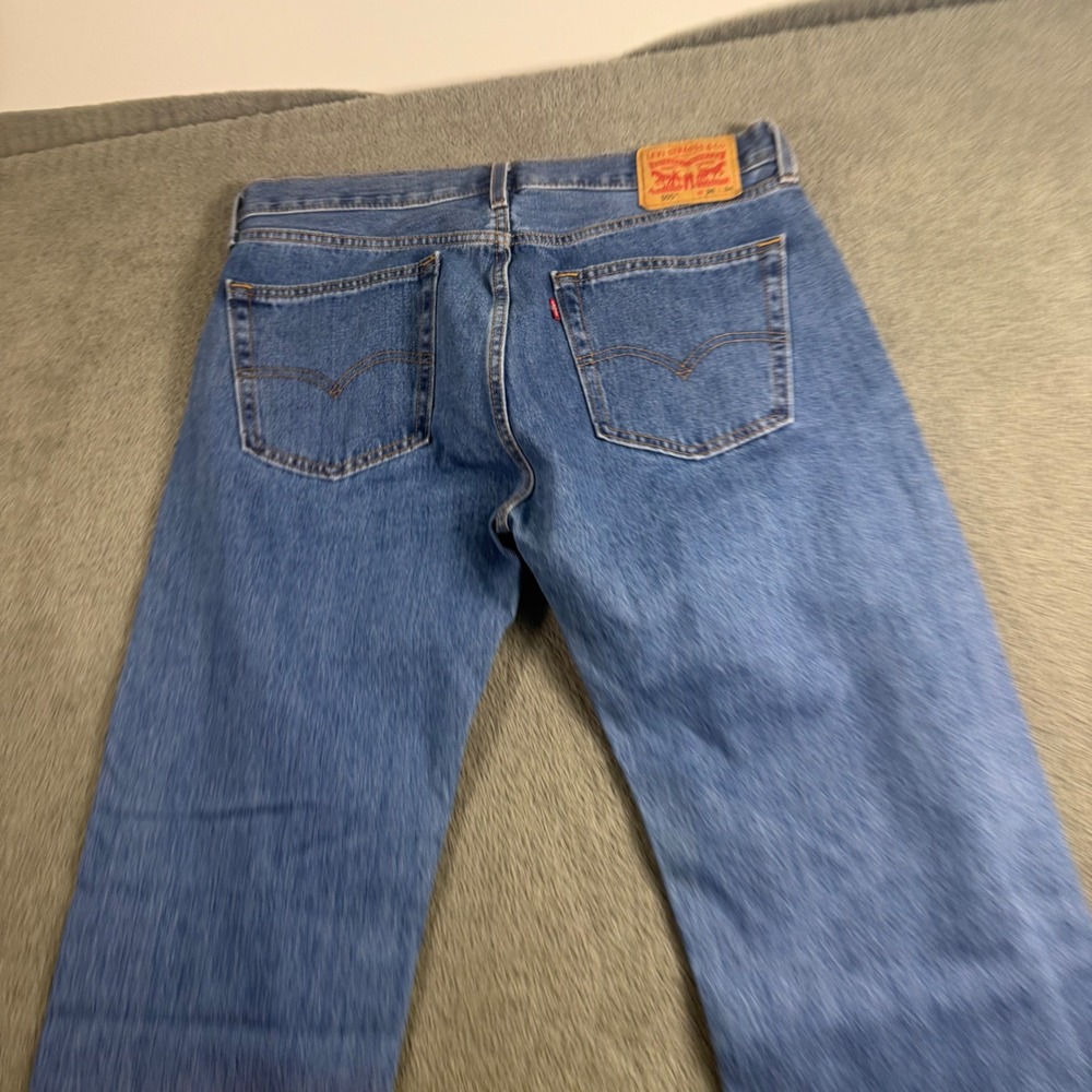 Levis 505 Regular Fit Straight Leg Blue Denim Jeans Mens 36x34 Medium Wash